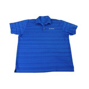 Boeing Men’s Large Blue Striped Polo Short Sleeve Embroidered Logo